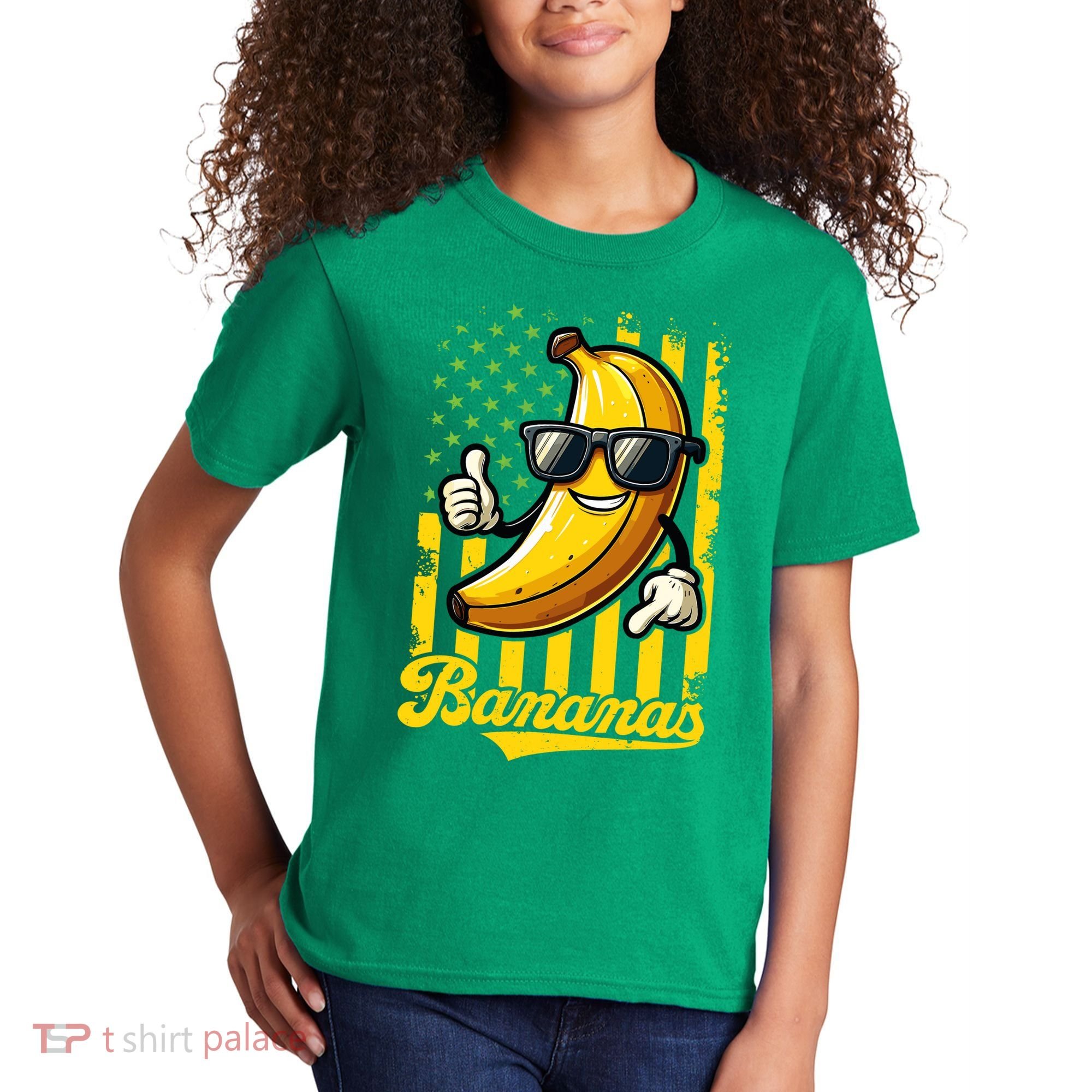 Graphic Bananas Proud Name Retro American Flag Bananas Lover Kids T-Shirt