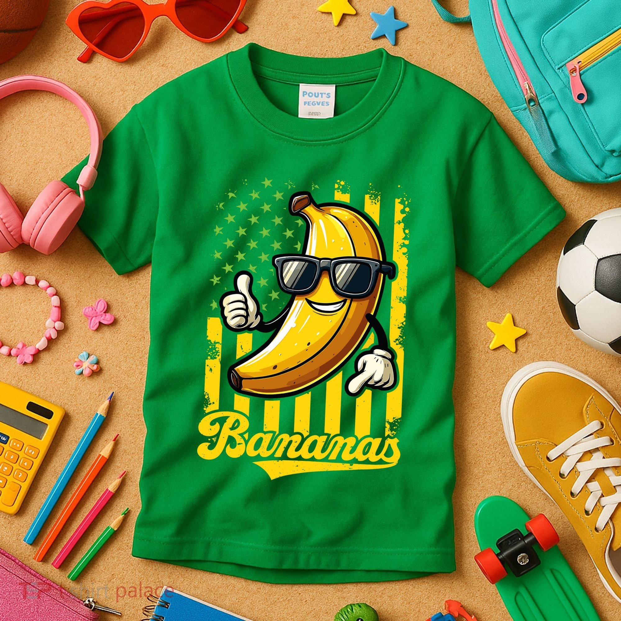 Graphic Bananas Proud Name Retro American Flag Bananas Lover Kids T-Shirt