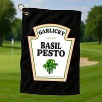 Garlicky Basil Pesto Condiment Costume Party Matching Golf Towel thumb 1