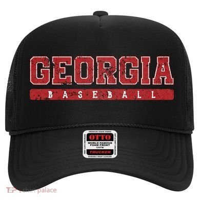 Georgia Baseball Red Vintage Text Hat