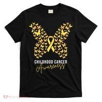 Gold Butterfly Ribbon Childhood Cancer Awareness T-Shirt thumb 0