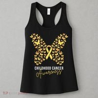 Gold Butterfly Ribbon Childhood Cancer Awareness Women's Tank Top thumb 3