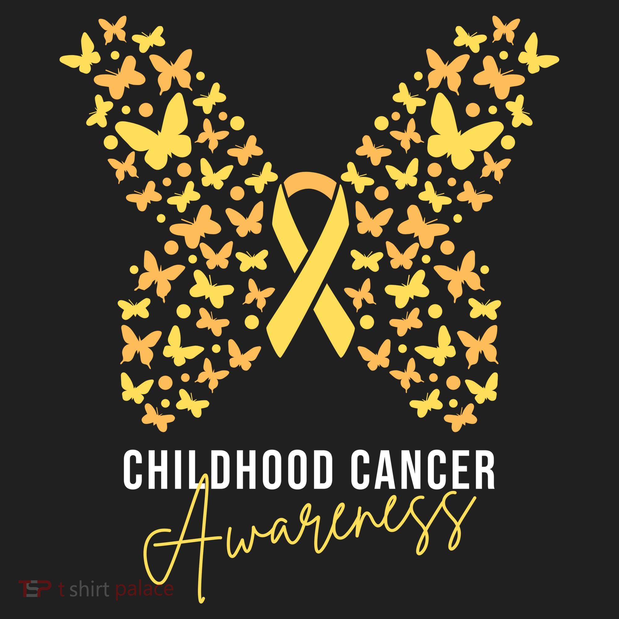Gold Butterfly Ribbon Childhood Cancer Awareness Kids Long Sleeve Plaid Pajama Set