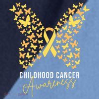 Gold Butterfly Ribbon Childhood Cancer Awareness Raglan Baseball Sleeve Shirt thumb 2