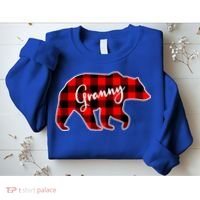 Granny Bear Red Plaid Matching Family Christmas Funny Gift Sweatshirt thumb 2