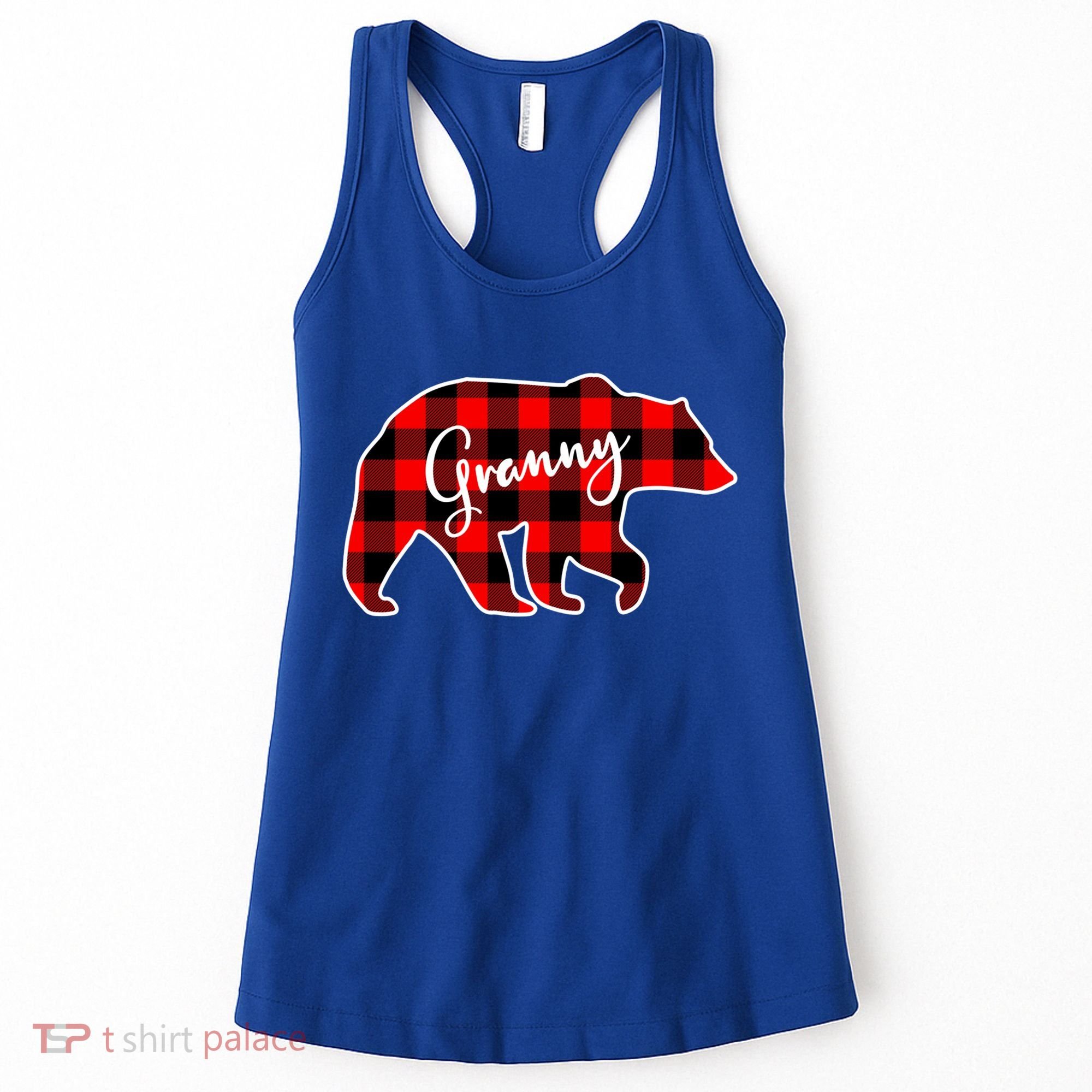 Granny Bear Red Plaid Matching Family Christmas Funny Gift Women's Tank Top