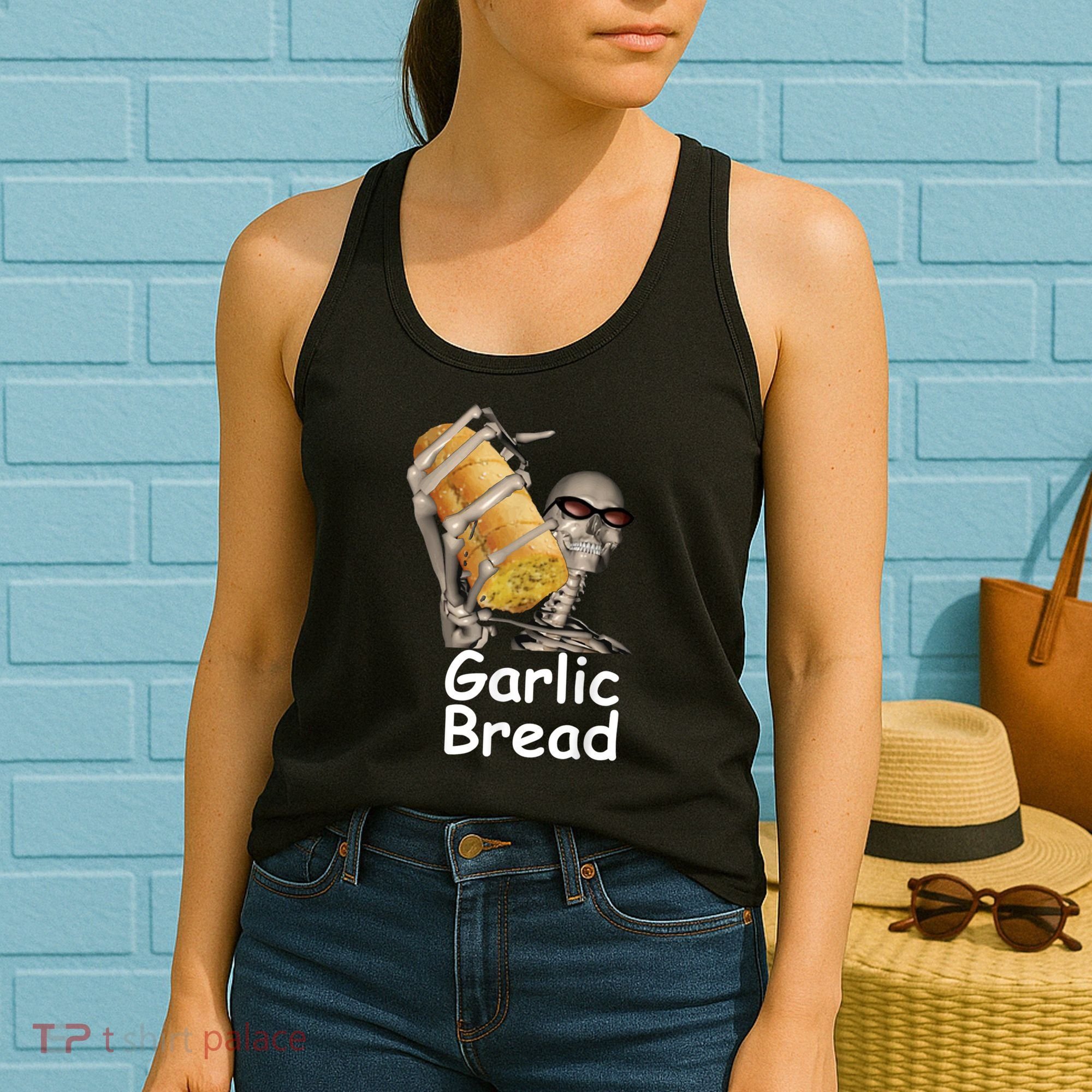Garlic Bread Skeleton Funny Tees Women's Tank Top