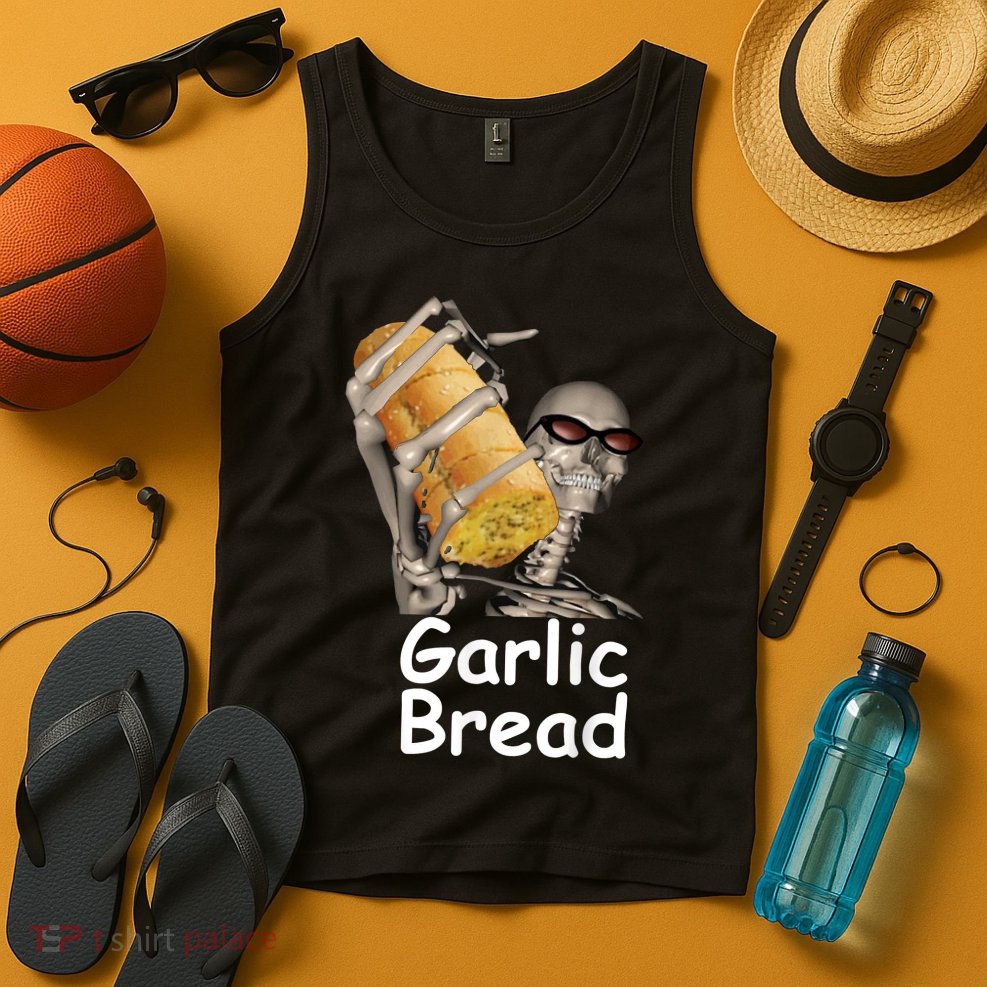 Garlic Bread Skeleton Funny Tees Tank Top