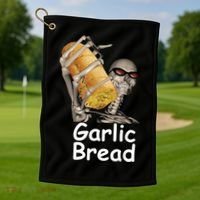 Garlic Bread Skeleton Funny Tees Golf Towel thumb 1