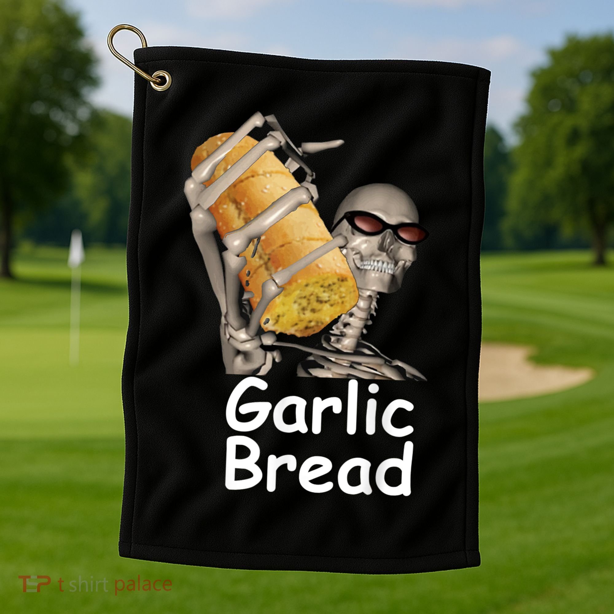 Garlic Bread Skeleton Funny Tees Golf Towel