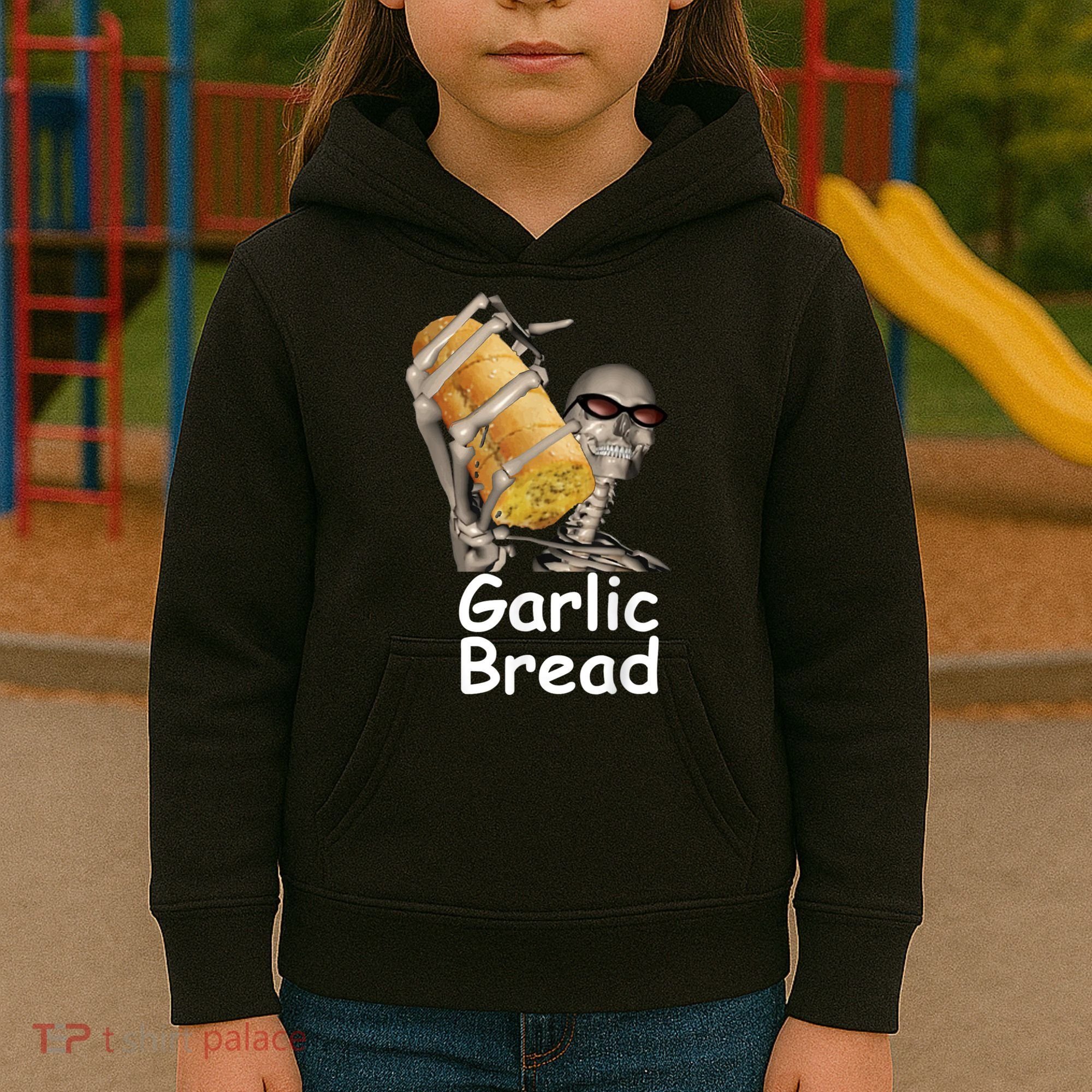 Garlic Bread Skeleton Funny Tees Kids Hoodie