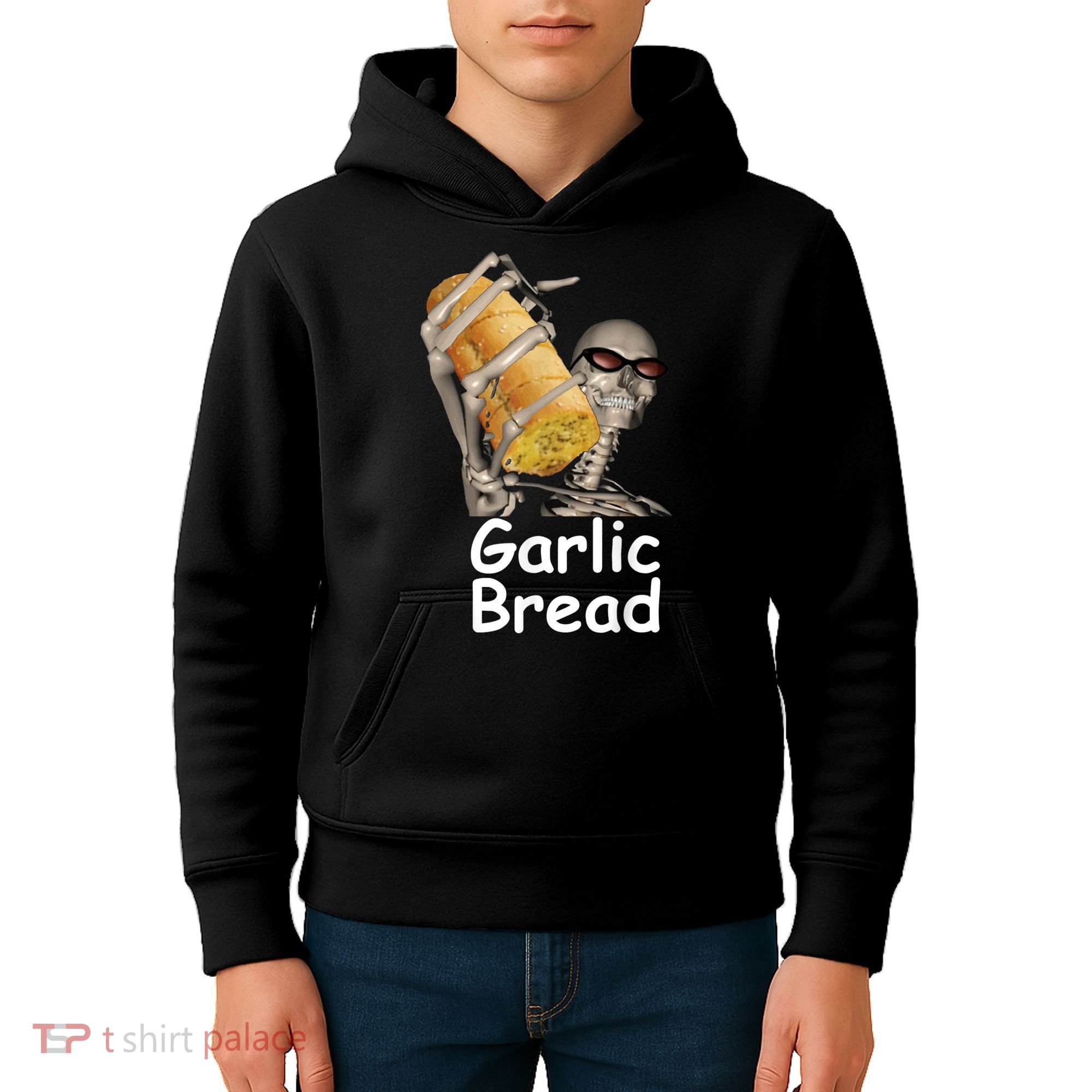 Garlic Bread Skeleton Funny Tees Kids Hoodie