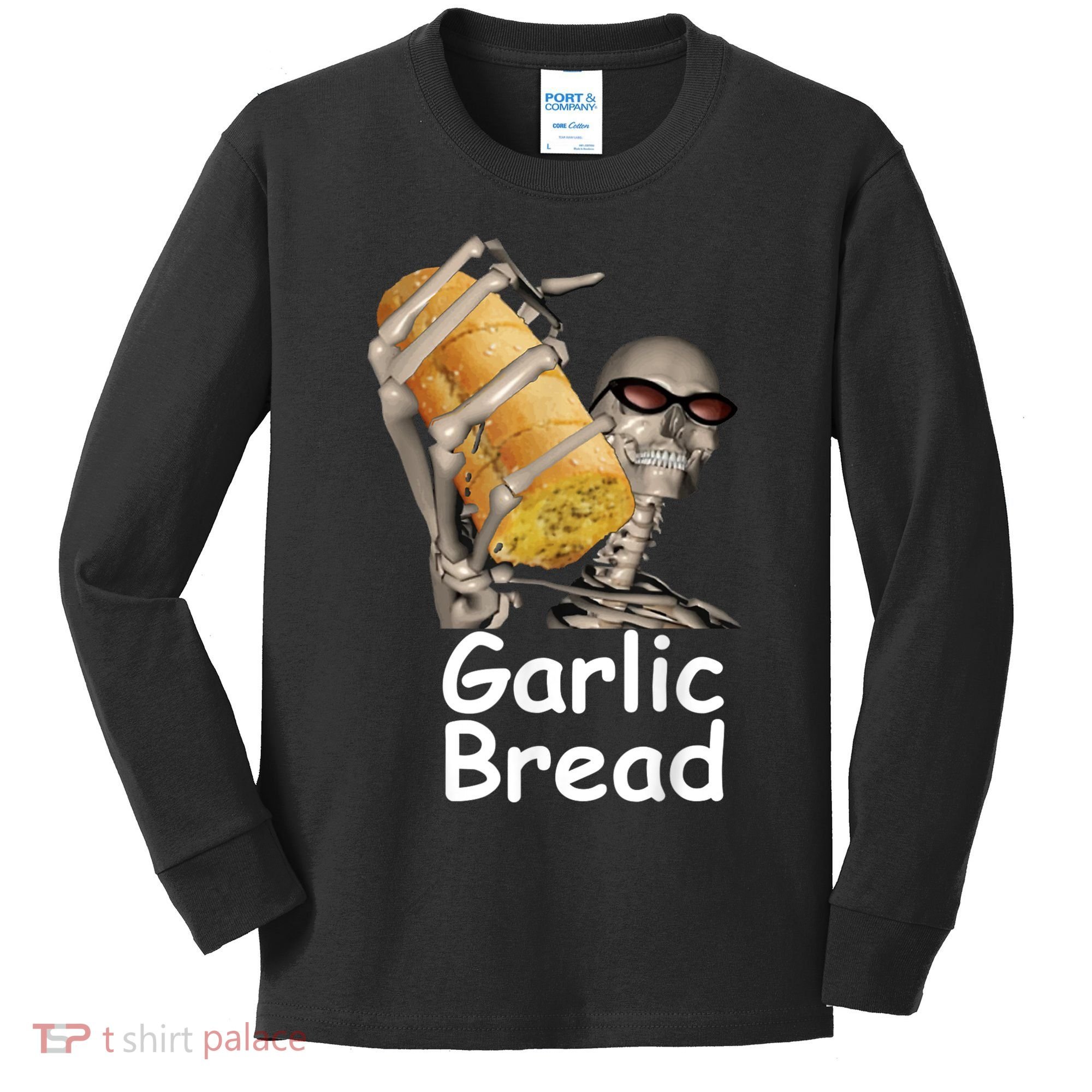 Garlic Bread Skeleton Funny Tees Kids Long Sleeve Shirt