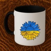 Gold & Blue Sunflower Flag Support Stand With Coffee Mug thumb 2