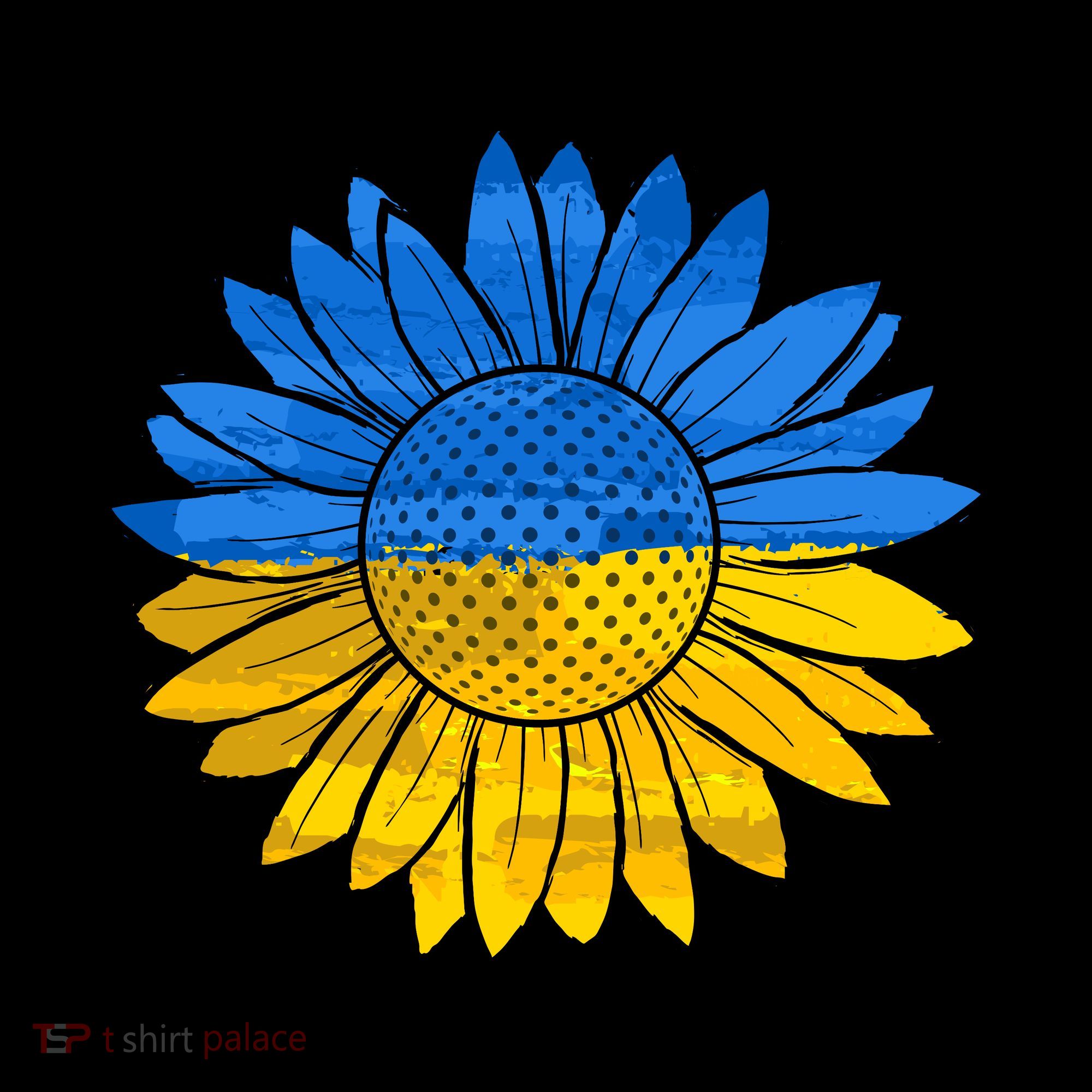 Gold & Blue Sunflower Flag Support Stand With Coffee Mug
