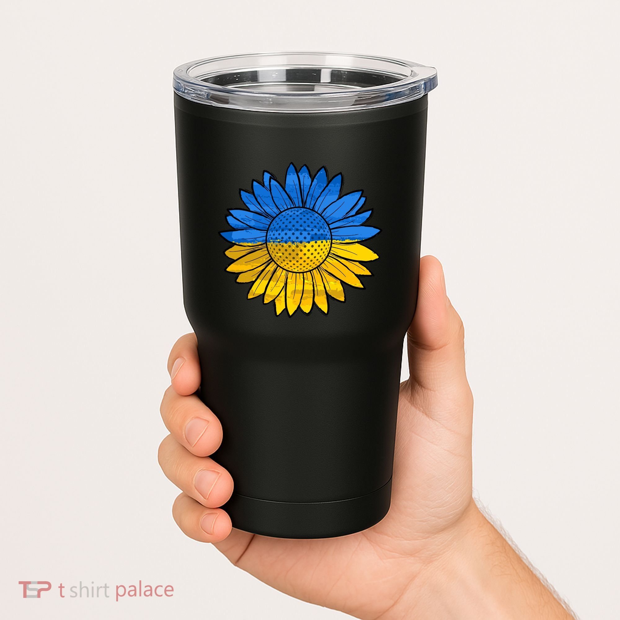 Gold & Blue Sunflower Flag Support Stand With Tumbler