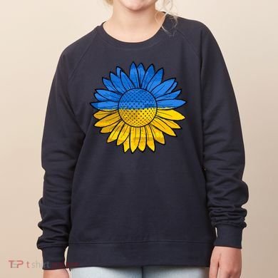Gold & Blue Sunflower Flag Support Stand With Women's Sweatshirt