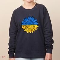 Gold & Blue Sunflower Flag Support Stand With Women's Sweatshirt thumb 0