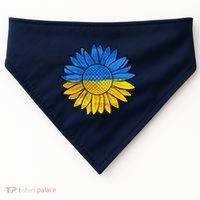 Gold & Blue Sunflower Flag Support Stand With USA-Made Doggie Bandana thumb 0