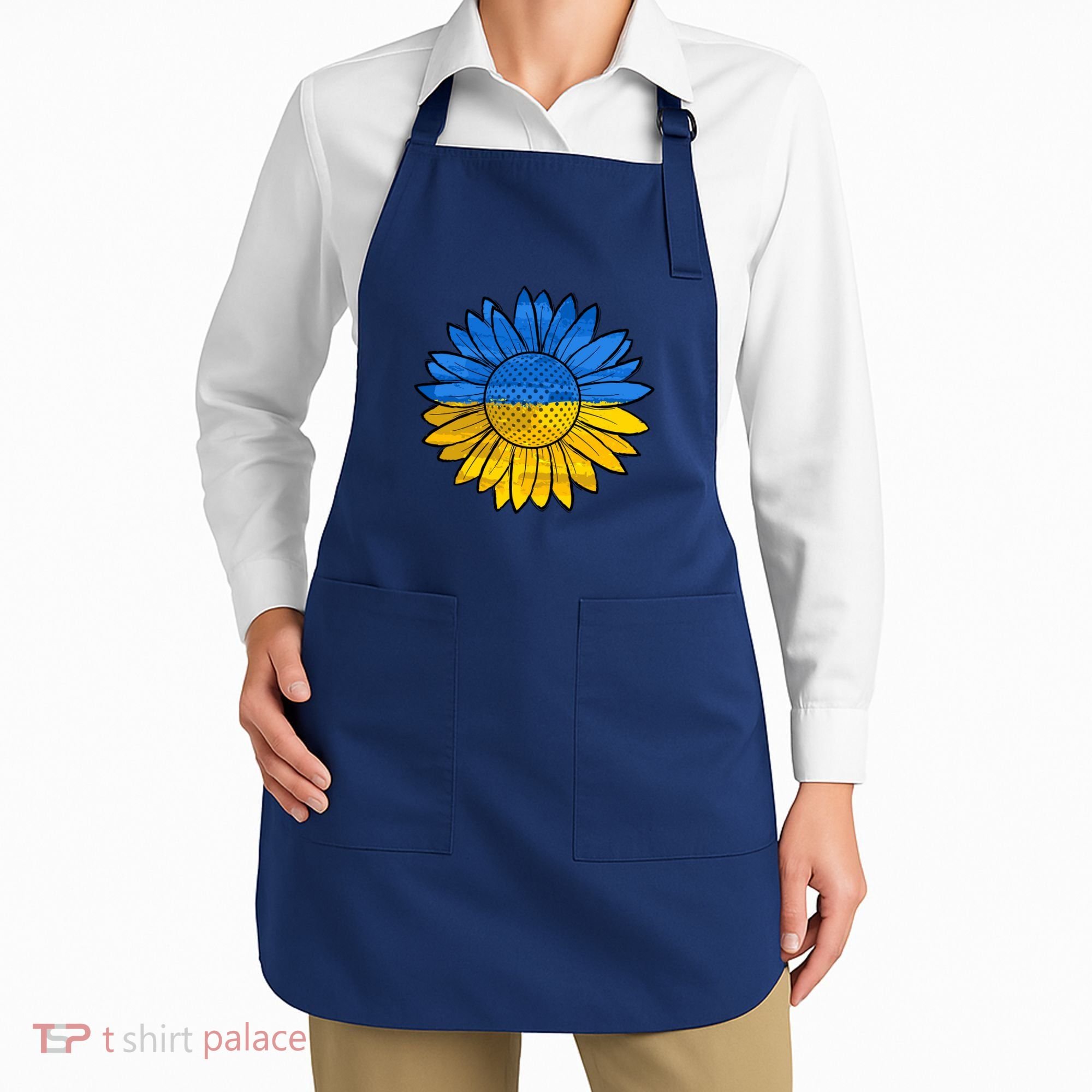 Gold & Blue Sunflower Flag Support Stand With Apron