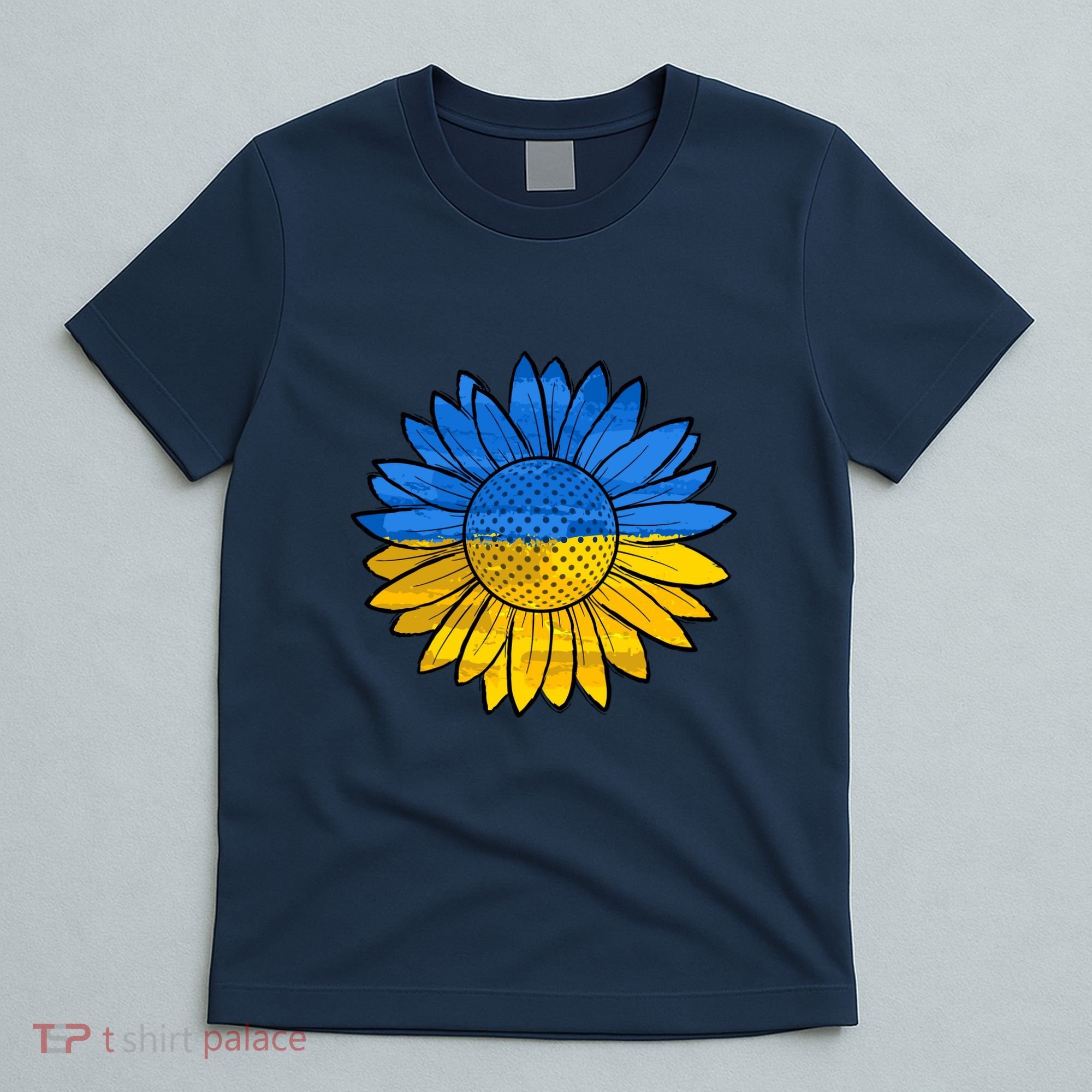 Gold & Blue Sunflower Flag Support Stand With T-Shirt