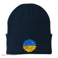 Gold & Blue Sunflower Flag Support Stand With Beanie thumb 0