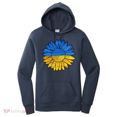Gold & Blue Sunflower Flag Support Stand With Women's Hoodie