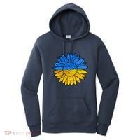 Gold & Blue Sunflower Flag Support Stand With Women's Hoodie thumb 0