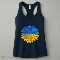 Gold & Blue Sunflower Flag Support Stand With Women's Tank Top thumb 3