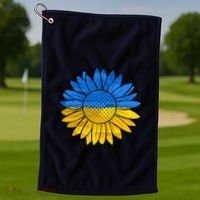 Gold & Blue Sunflower Flag Support Stand With Golf Towel thumb 1