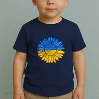 Gold & Blue Sunflower Flag Support Stand With Toddler T-Shirt thumb 2