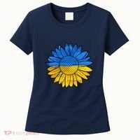 Gold & Blue Sunflower Flag Support Stand With Women's T-Shirt thumb 0