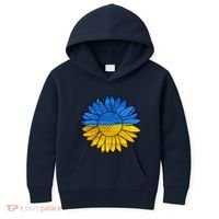 Gold & Blue Sunflower Flag Support Stand With Kids Hoodie thumb 0