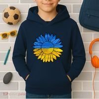 Gold & Blue Sunflower Flag Support Stand With Kids Hoodie thumb 2