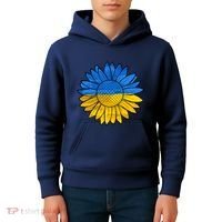 Gold & Blue Sunflower Flag Support Stand With Kids Hoodie thumb 4