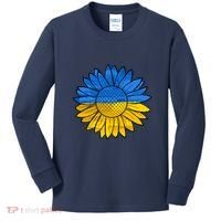 Gold & Blue Sunflower Flag Support Stand With Kids Long Sleeve Shirt thumb 0