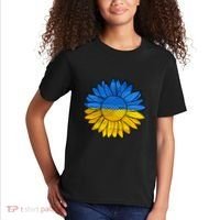 Gold & Blue Sunflower Flag Support Stand With Kids T-Shirt thumb 2