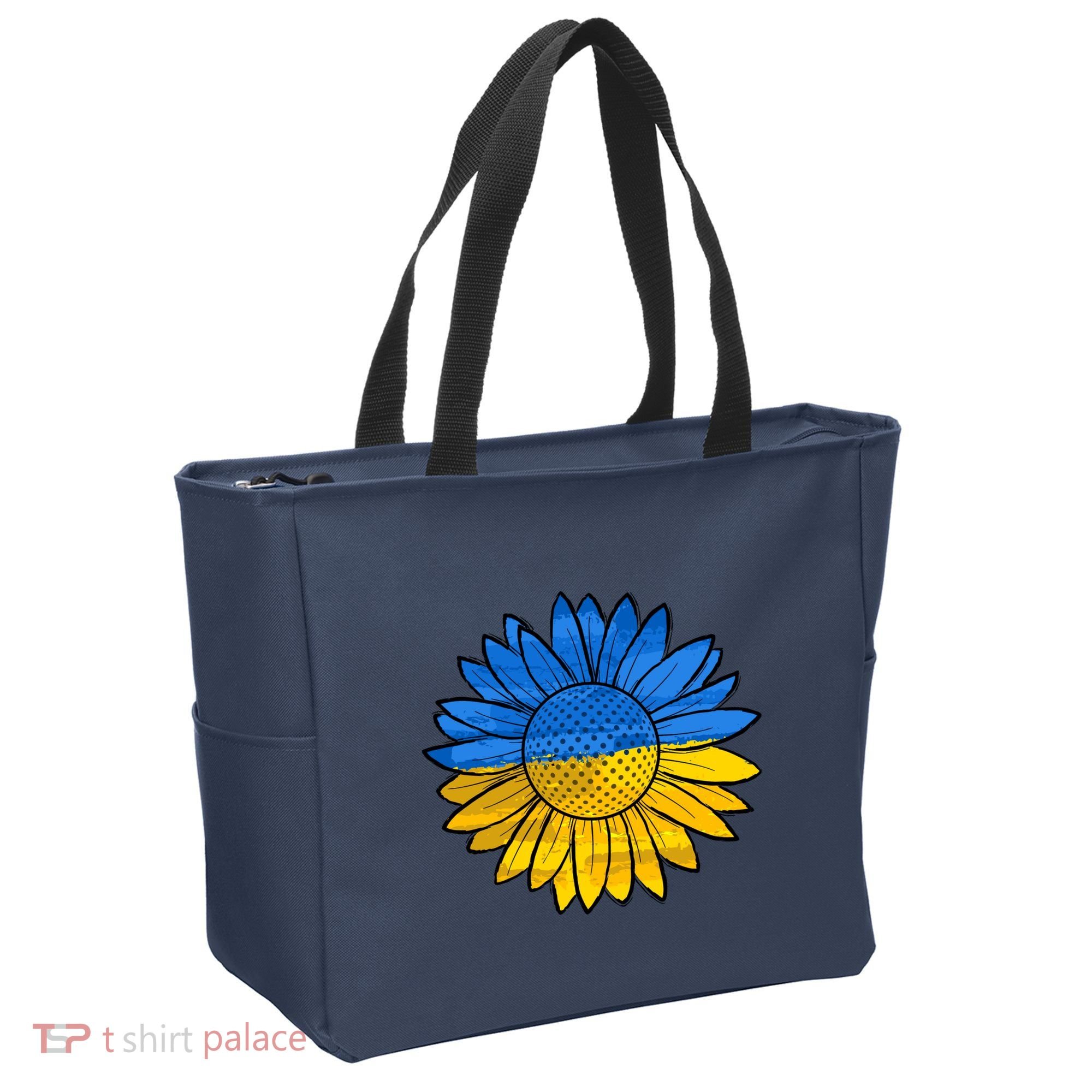 Gold & Blue Sunflower Flag Support Stand With Tote Bag