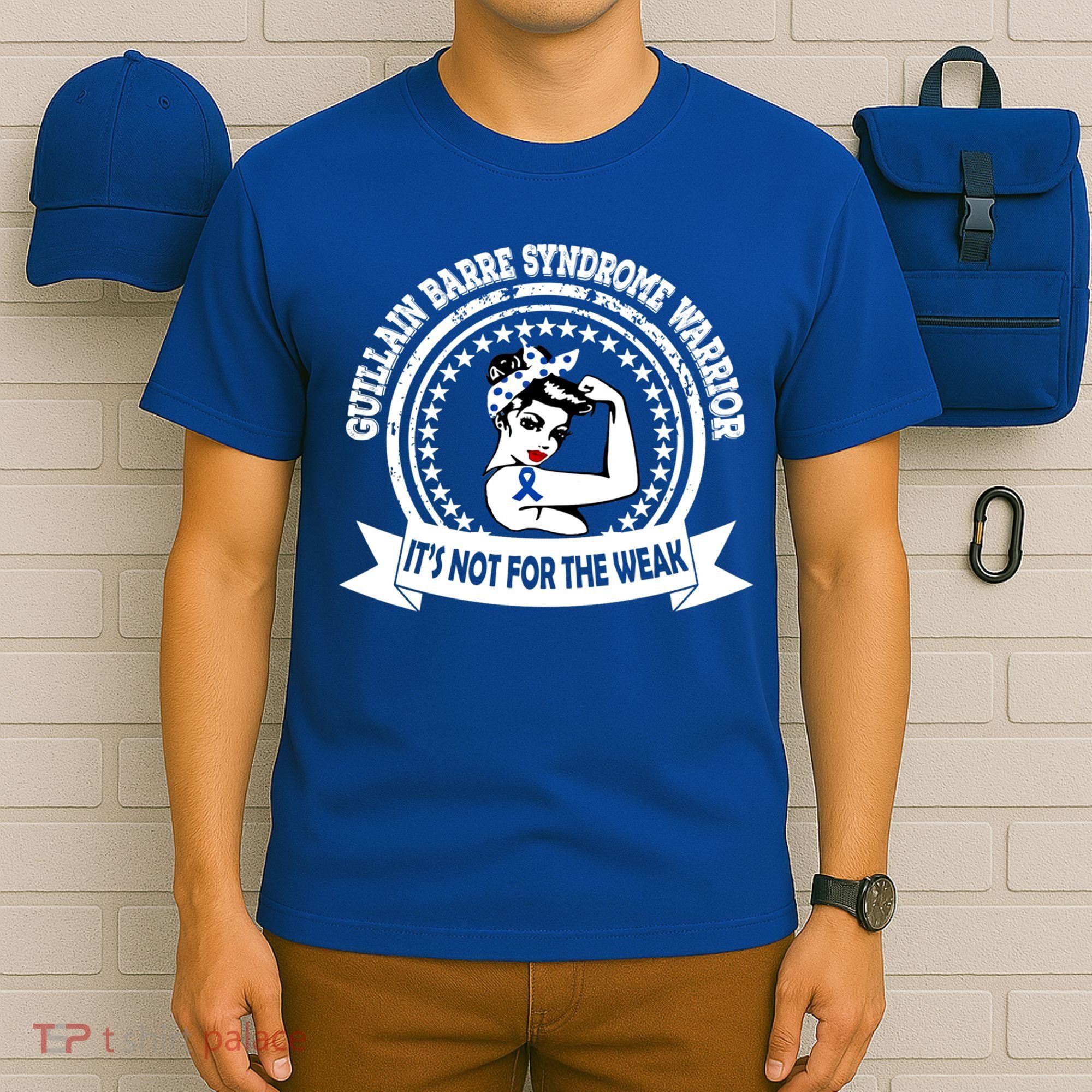 Guillain Barre Syndrome Warrior Gift Blue Ribbon Awareness Gift T-Shirt