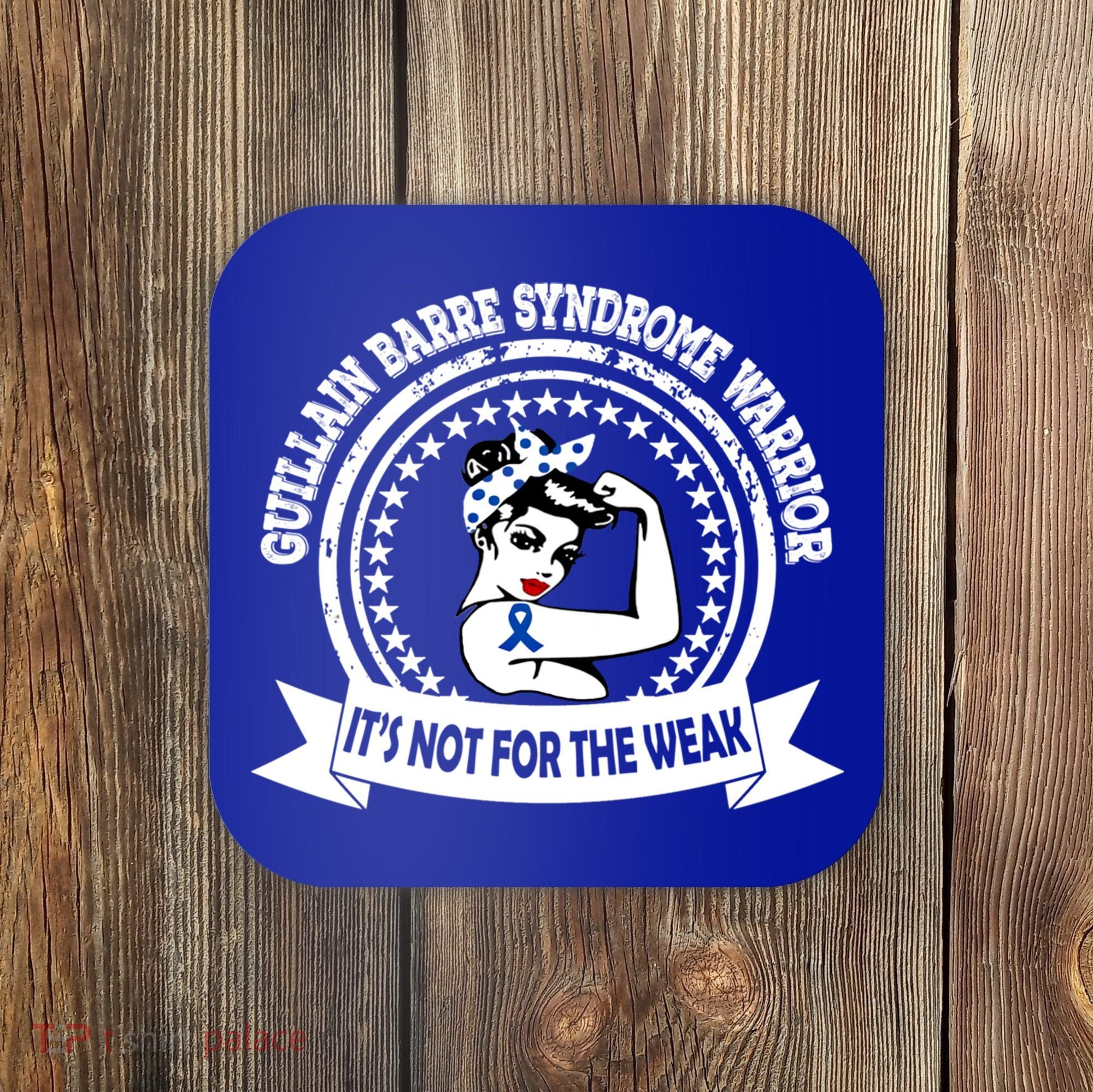 Guillain Barre Syndrome Warrior Gift Blue Ribbon Awareness Gift Coaster
