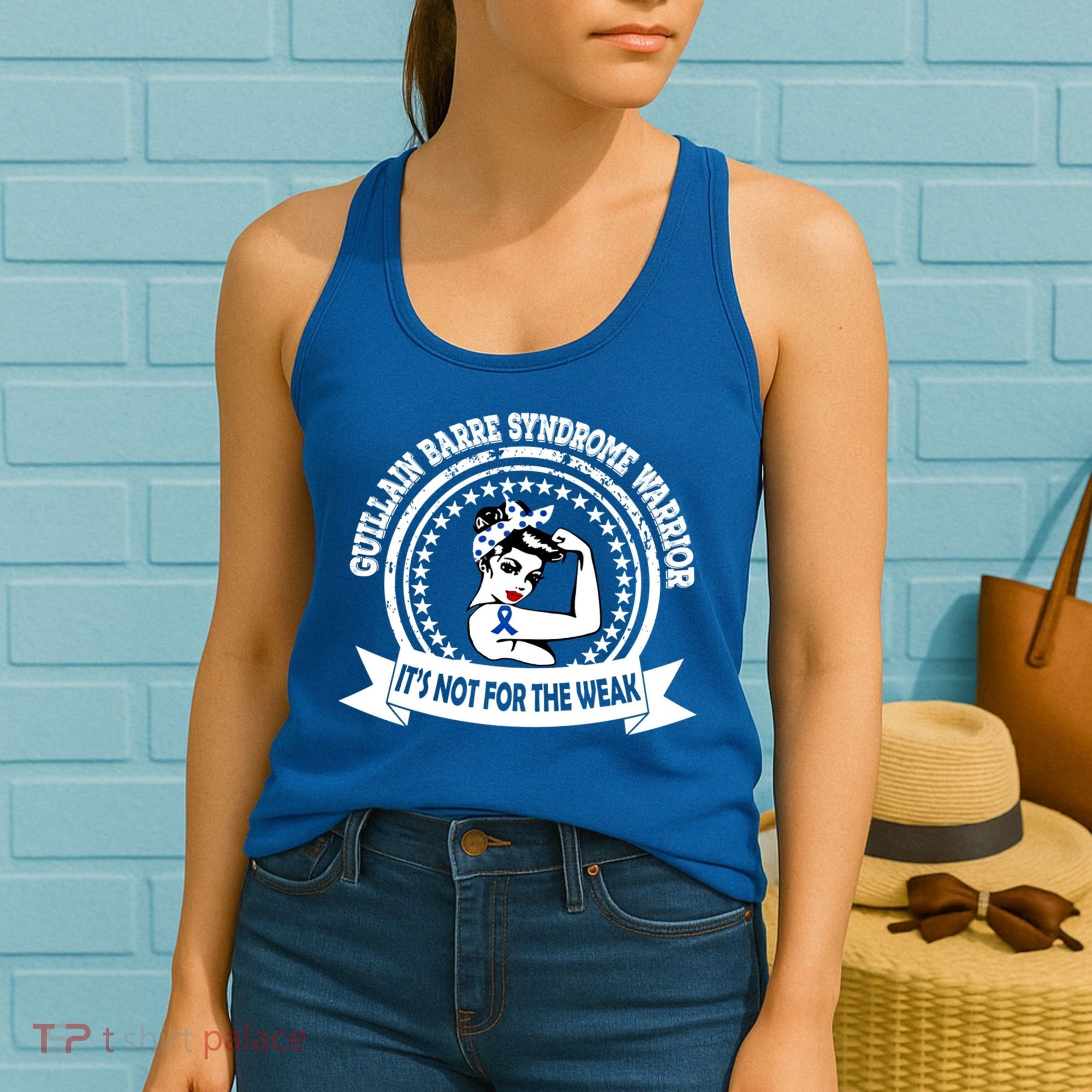 Guillain Barre Syndrome Warrior Gift Blue Ribbon Awareness Gift Women's Tank Top