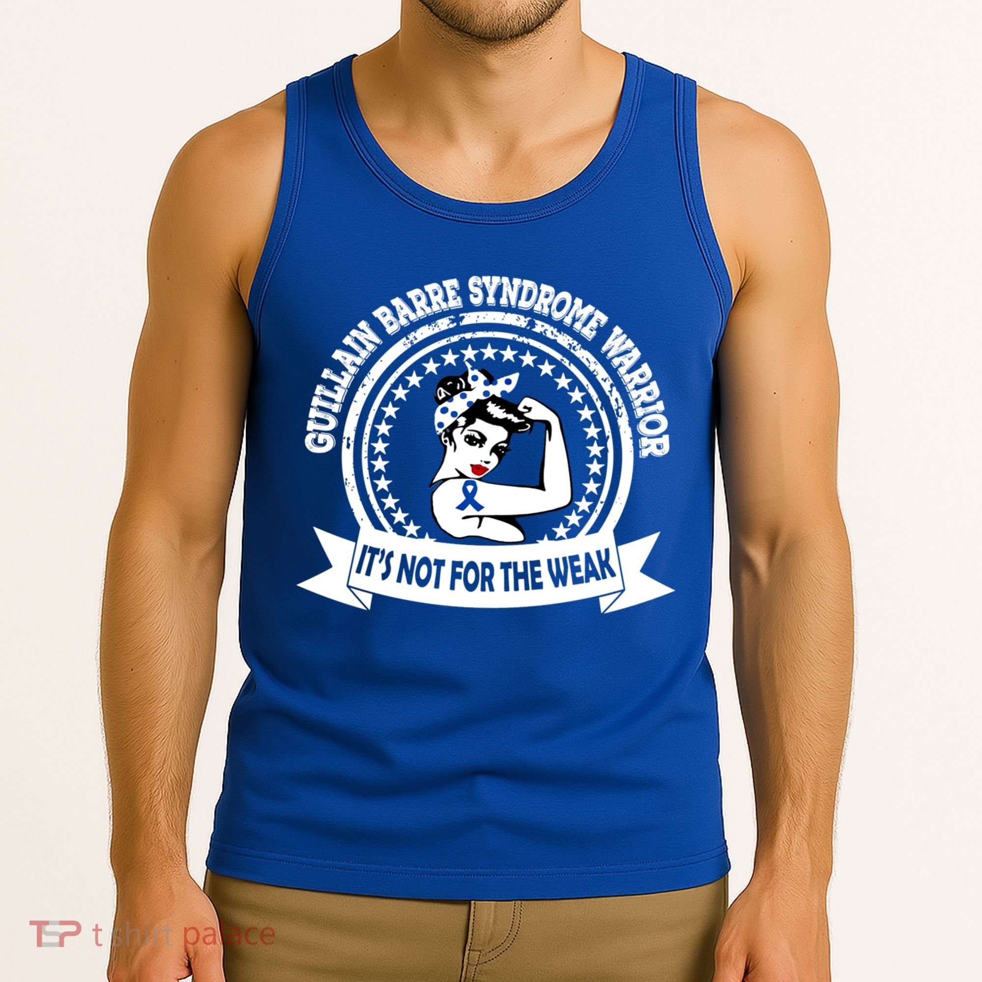 Guillain Barre Syndrome Warrior Gift Blue Ribbon Awareness Gift Tank Top