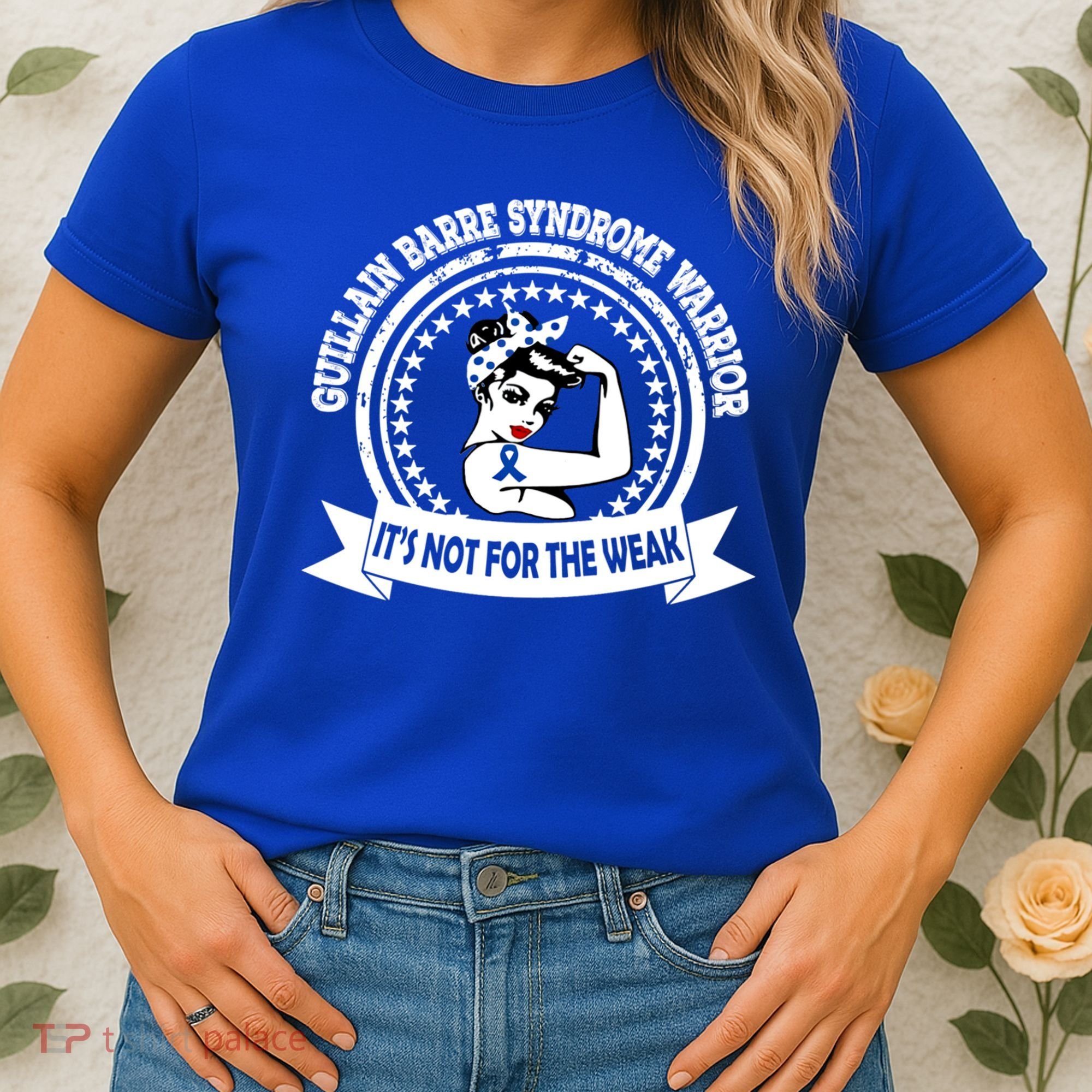Guillain Barre Syndrome Warrior Gift Blue Ribbon Awareness Gift Women's T-Shirt