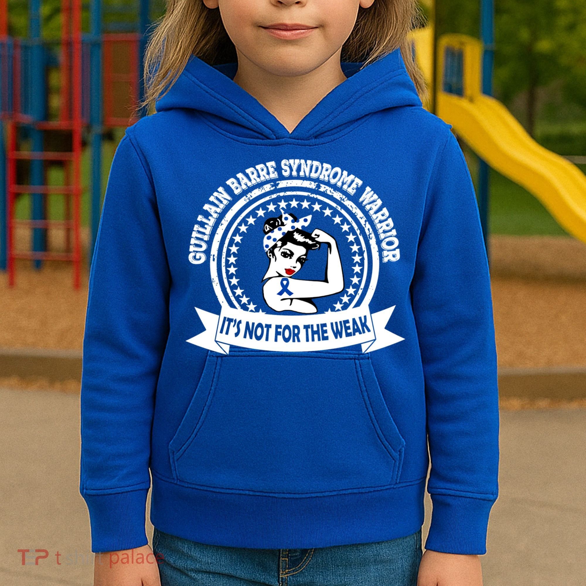 Guillain Barre Syndrome Warrior Gift Blue Ribbon Awareness Gift Kids Hoodie