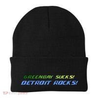 Green Bay Sucks Detroit Rocks Beanie thumb 0