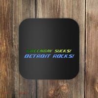 Green Bay Sucks Detroit Rocks Coaster thumb 0