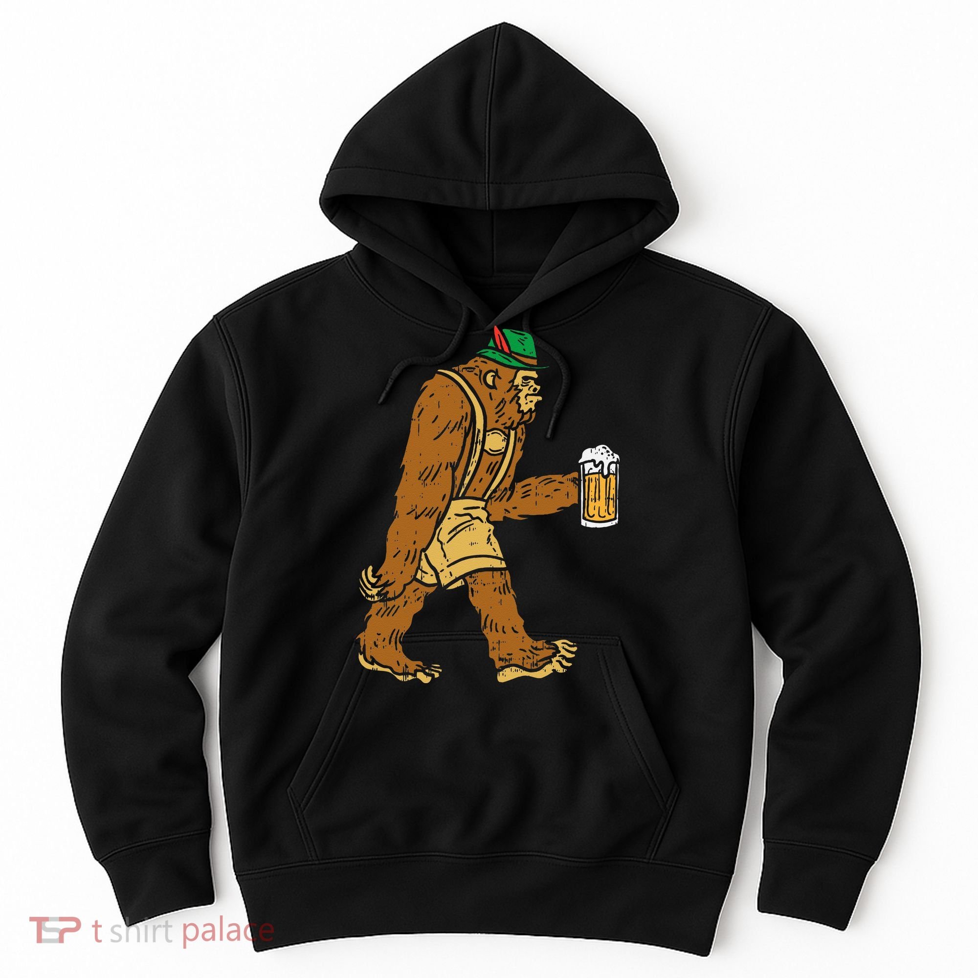 German Bigfoot Sasquatch Beer Lederhose Funny Oktoberfest Hoodie