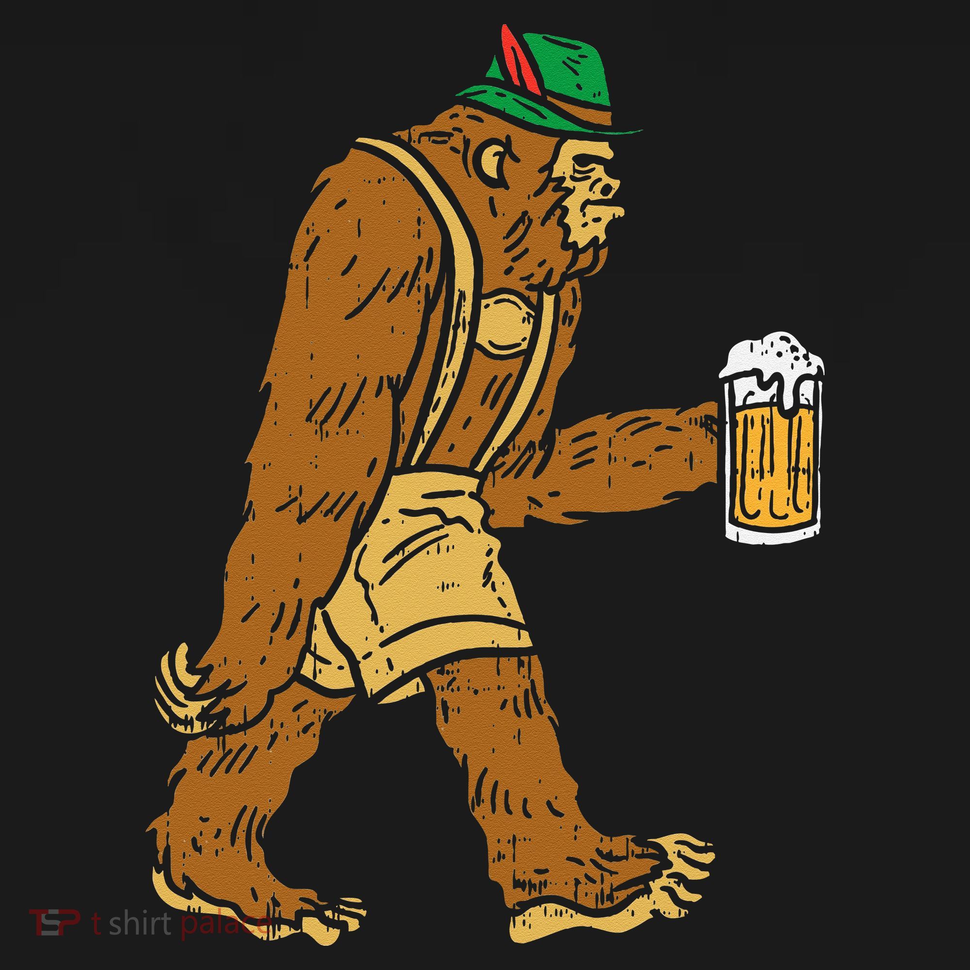 German Bigfoot Sasquatch Beer Lederhose Funny Oktoberfest T-Shirt