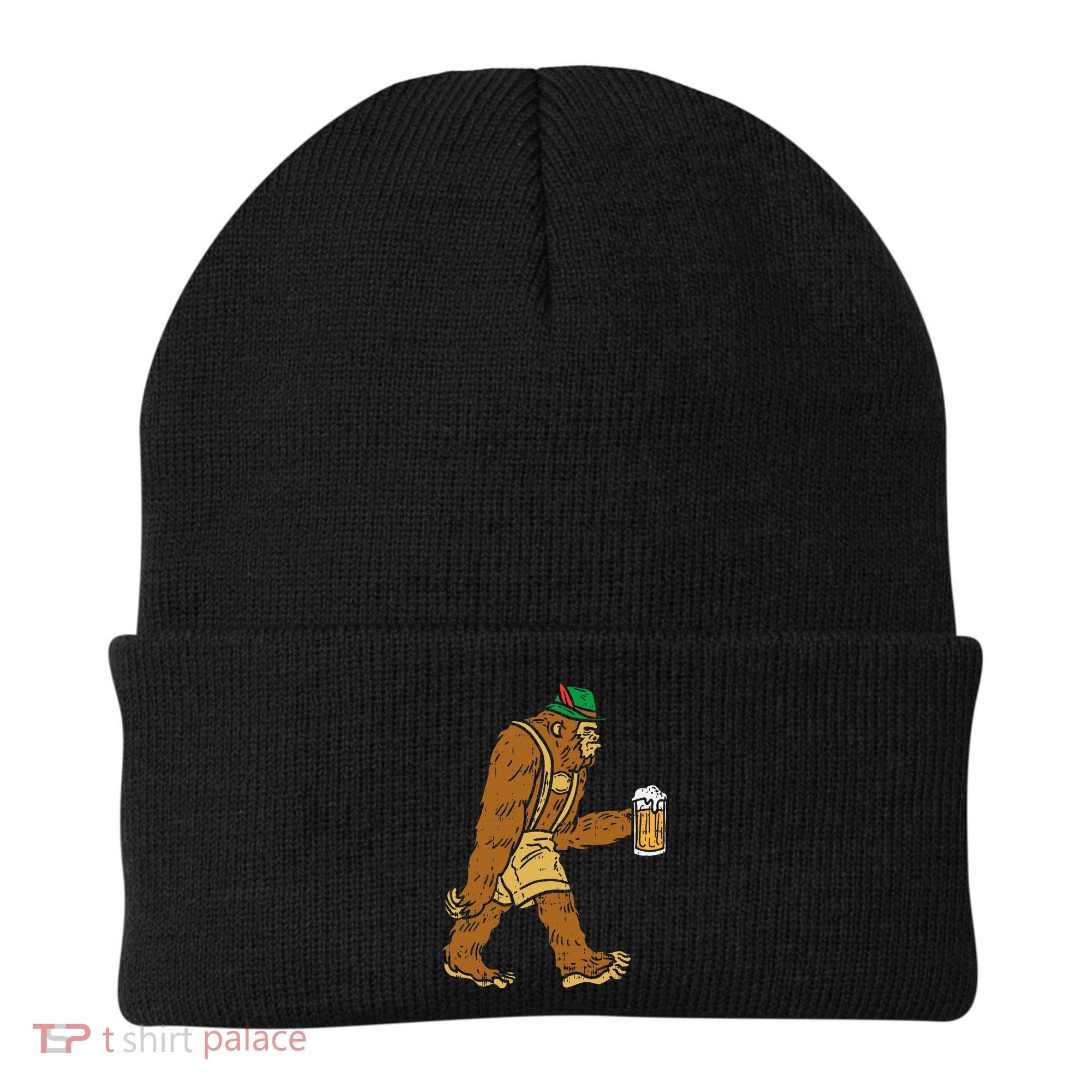 German Bigfoot Sasquatch Beer Lederhose Funny Oktoberfest Beanie