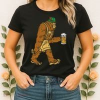 German Bigfoot Sasquatch Beer Lederhose Funny Oktoberfest Women's T-Shirt thumb 2